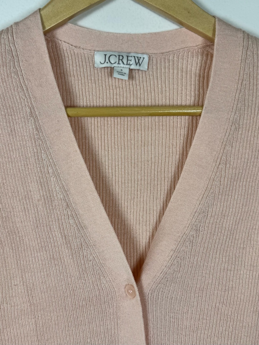 J CREW Cashmere & Silk V Neck Vest Cardigan Women’s Small Ribbed Knit Blush EUC - Picture 3 of 6